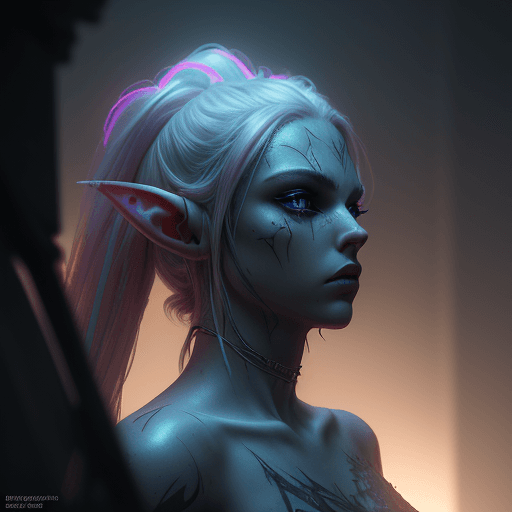 AI generated: Elves, neón punk dramatic light, pale sunrise, cinematic lighting, battered, low angle, 4k, hyper re...