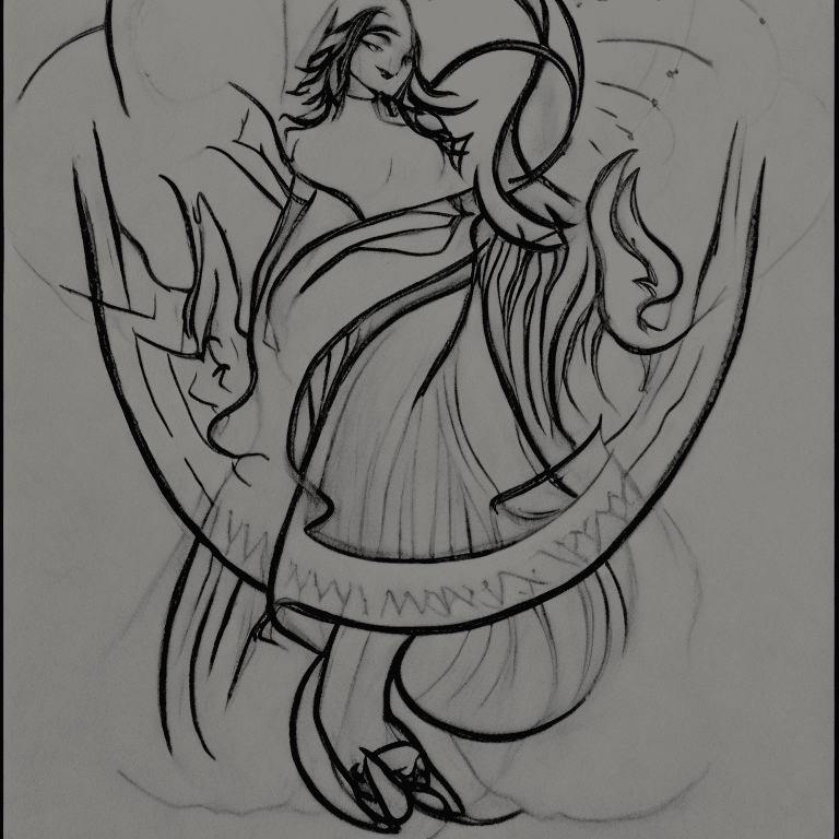 AI generated: Sketch white and black maybe grey a bit of shading of lilith be creative : 
LILITH : 
Origin: Judaic...