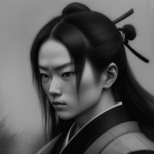 AI generated: samurai, in the style of black and white realism, atmospheric impressionism, darkly romantic realism...