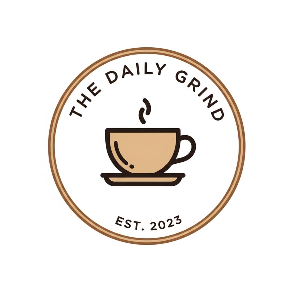 AI generated: coffee shop logo, minimal flat style, brown beige palette, vector illustration, circular composition...
