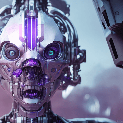 AI generated: cyborg body, purple components,complex cinematography, dynamic lighting, sharp focus, epic cinematic...
