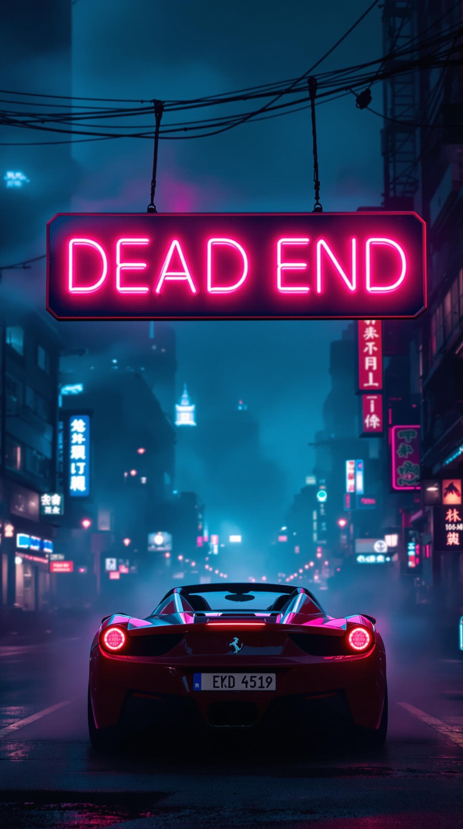 AI generated: A hyperrealistic, cinematic shot of a Ferrari 458 Spider from a slightly elevated three-quarters rea...