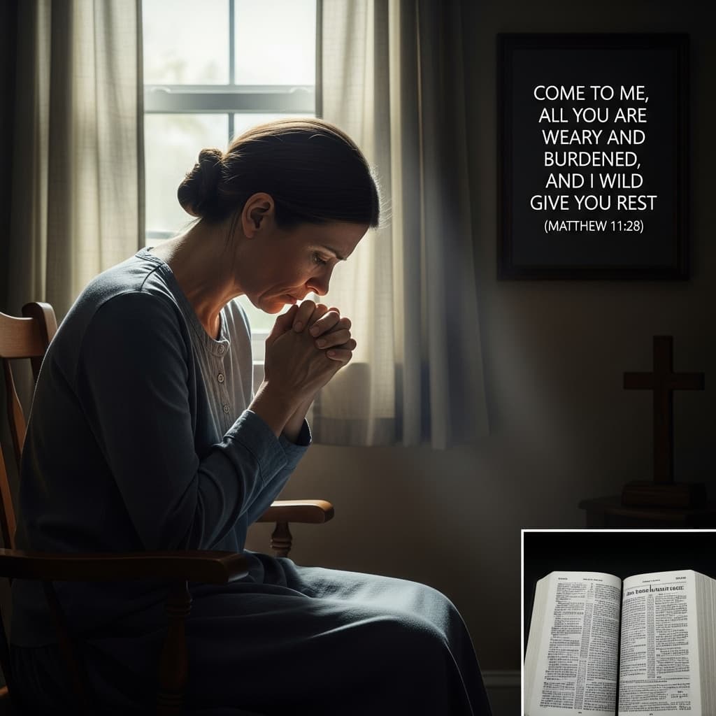 AI generated: "Create an image of a woman sitting in a wooden chair, in a simple room illuminated by a window with...