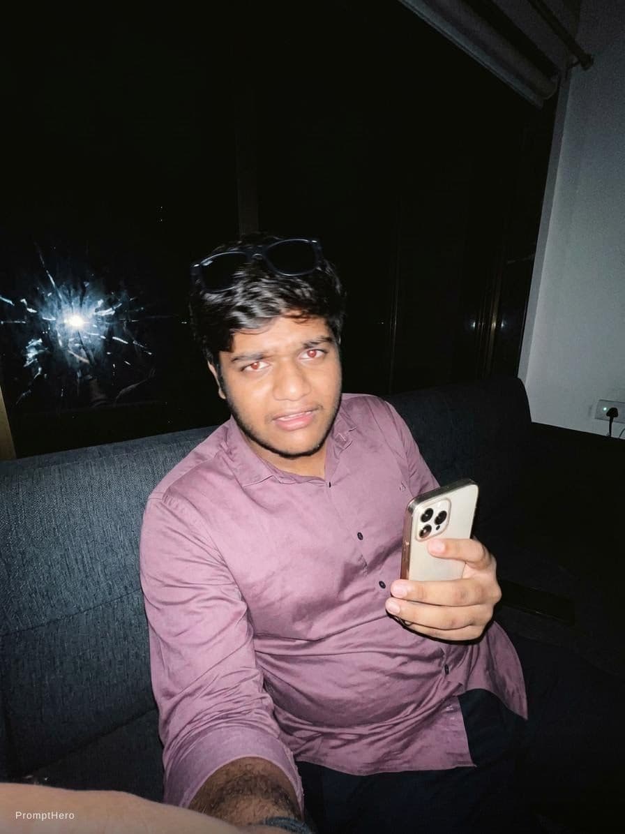 AI generated: Using the uploaded reference photo, create a standard iPhone selfie with flash. There's no clear sub...
