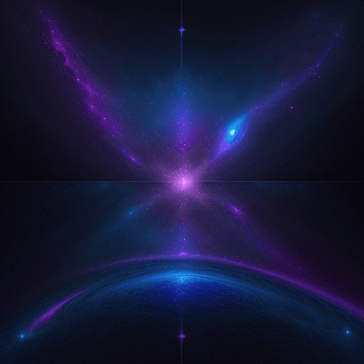 AI generated: Intriguing and captivating, the artwork depicts a cosmic scene filled with vibrant energy. Against a...