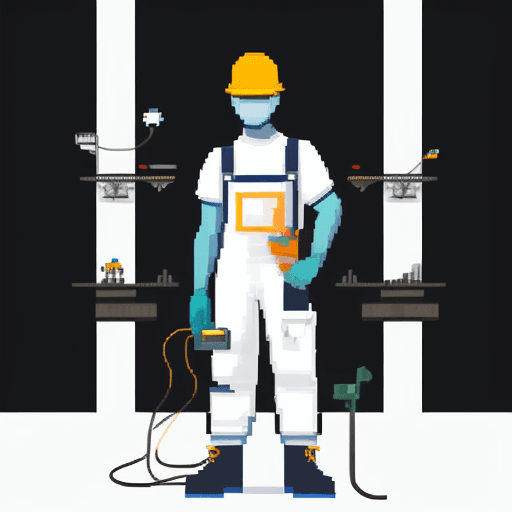 AI generated: A pixel art character, a Florida power line engineer, in full body view, standing confidently with t...