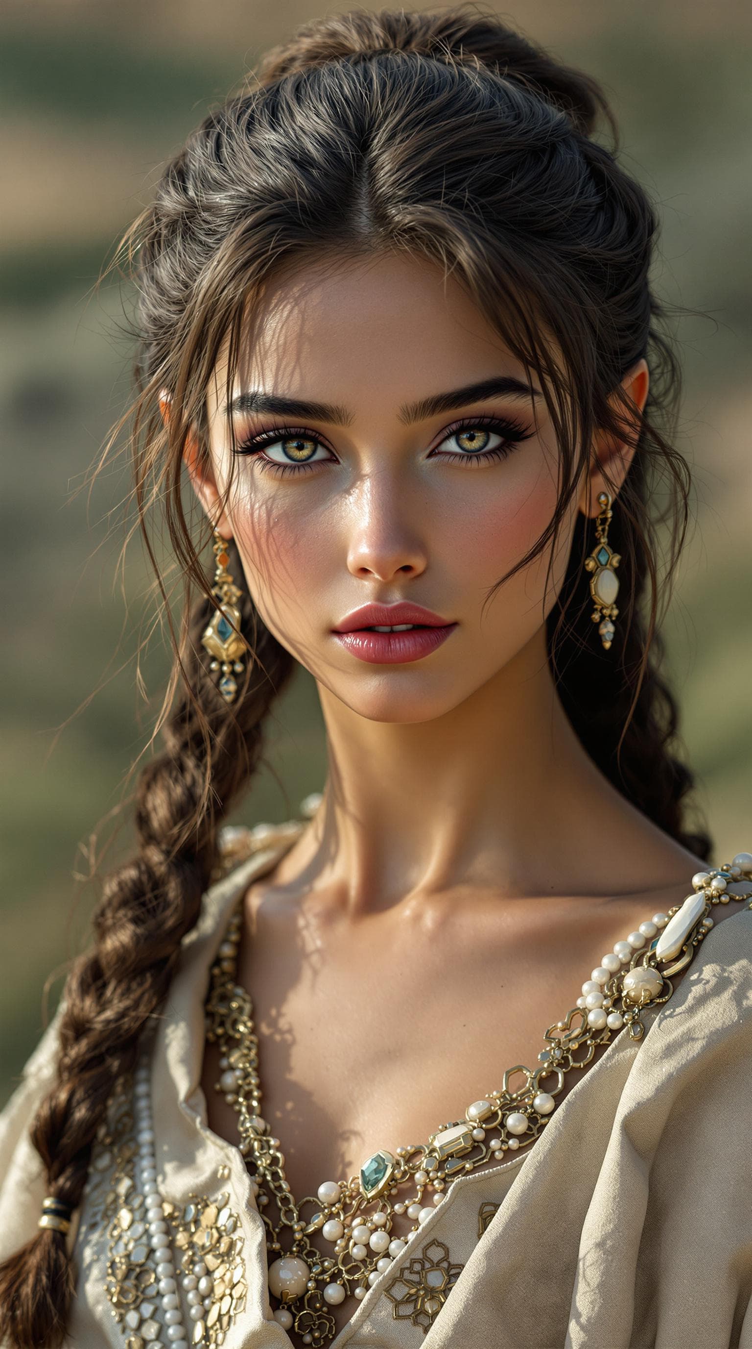 AI generated: a professional photo of a exceptionally beautiful girl in the world,  Egyptian, highly detailed, fut...