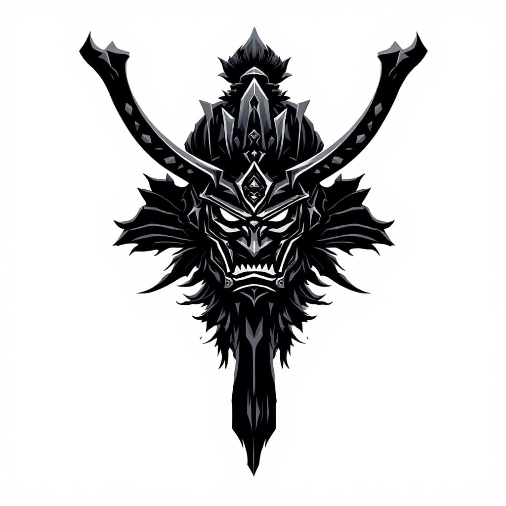 AI generated: high quality logo of a japanese warriors, more detailing, made in black metal, geometry, vector, sym...