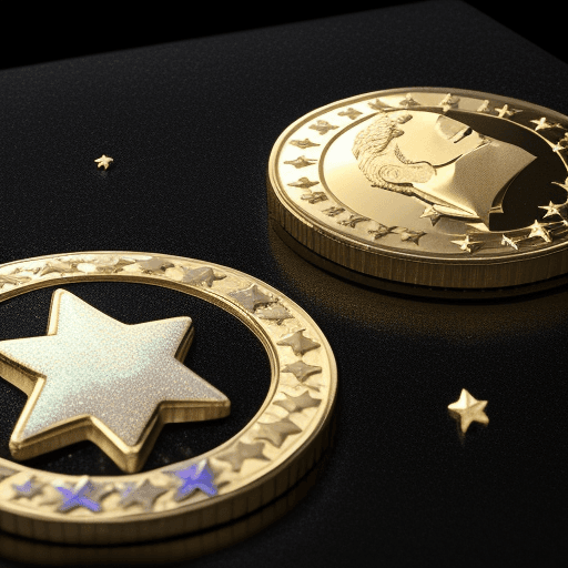 AI generated: Figure 3D: many reviews on the marketplace, gold coins and quality stars with likes pouring in; back...