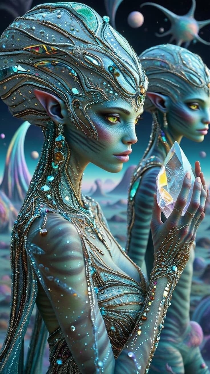 AI generated: Create a new species from this original. Alter with other worldly backdrop, repose the character. If...
