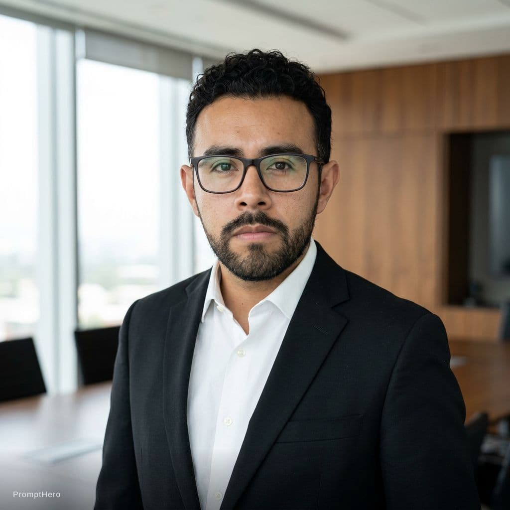 AI generated: serious whith glasses business photo