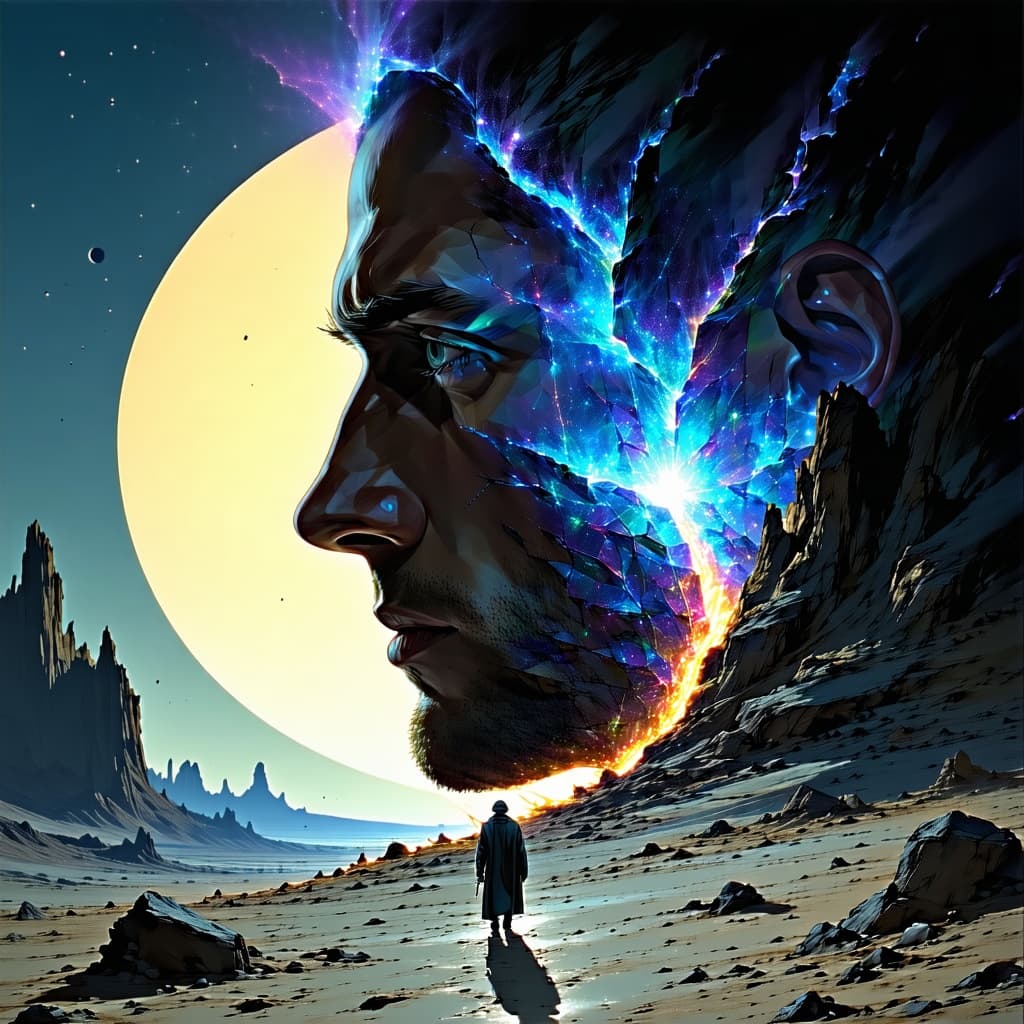 AI generated: A chaotic, surreal, and illogical scene inspired by Pink Floyd's '70s album art. At the core of the ...