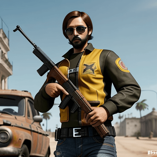 AI generated: Escuadra de personajes de free fire cubanos con armas evolutivas y sking de pases de elite