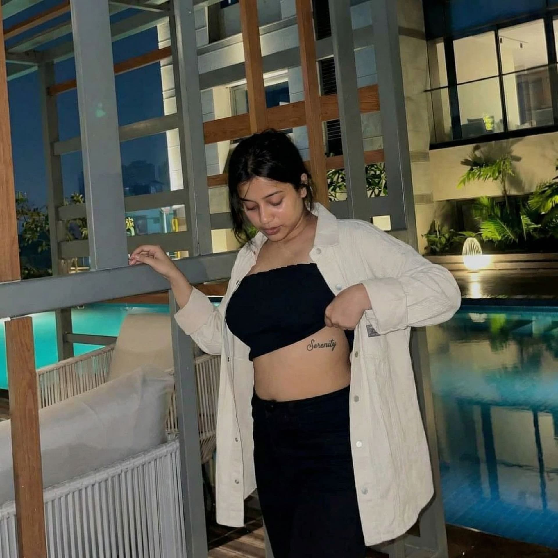 AI generated: 18+ mature lifting up shirt 

