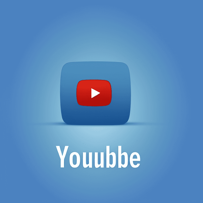 AI generated: youtube logo, cartoon guy inside blue circle, blue theme