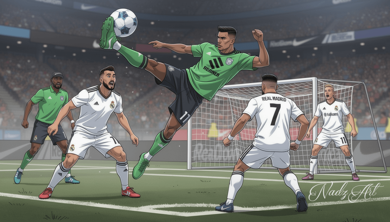 AI generated: Ok now his a real confident lad and since seeing that last image , it reminded me of Football, not a...