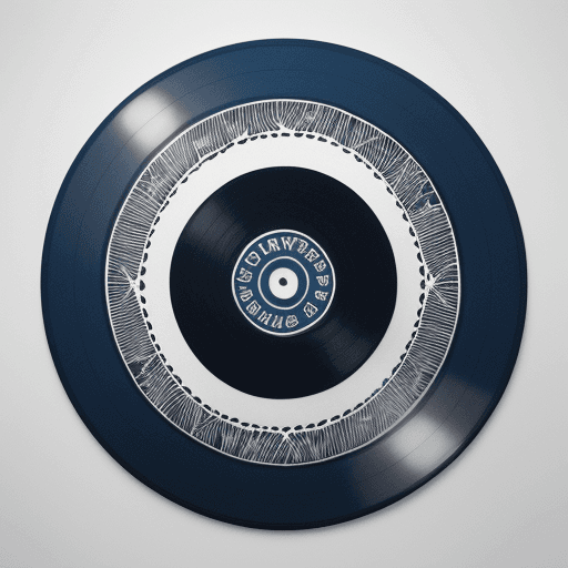 AI generated: Vintage vinyl record sticker, with the word "Jamson" hand drawn in old school style, with dark blue ...