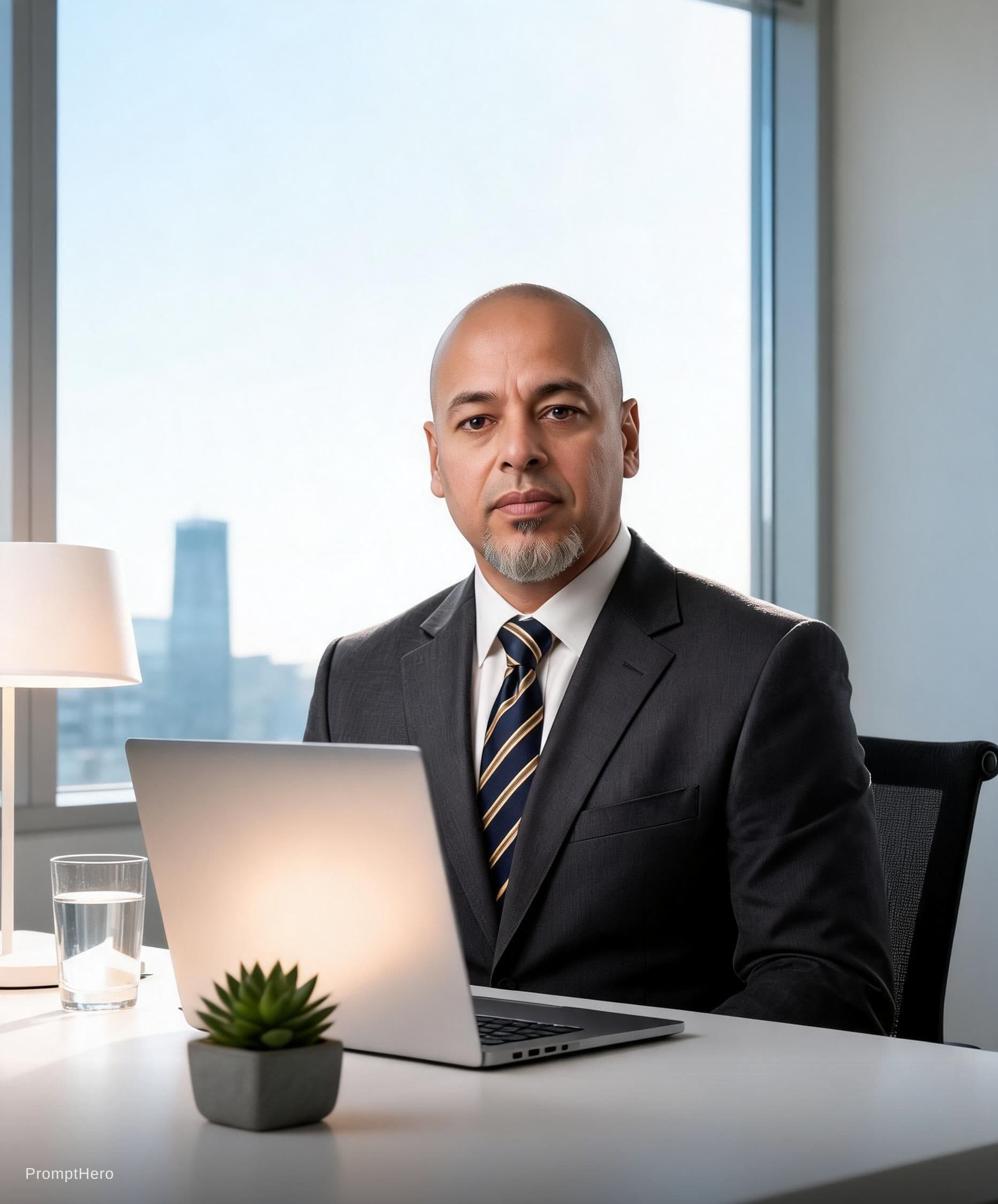 AI generated: In a modern, minimalist workspace, a focused designer is seated at a sleek white desk, surrounded by...