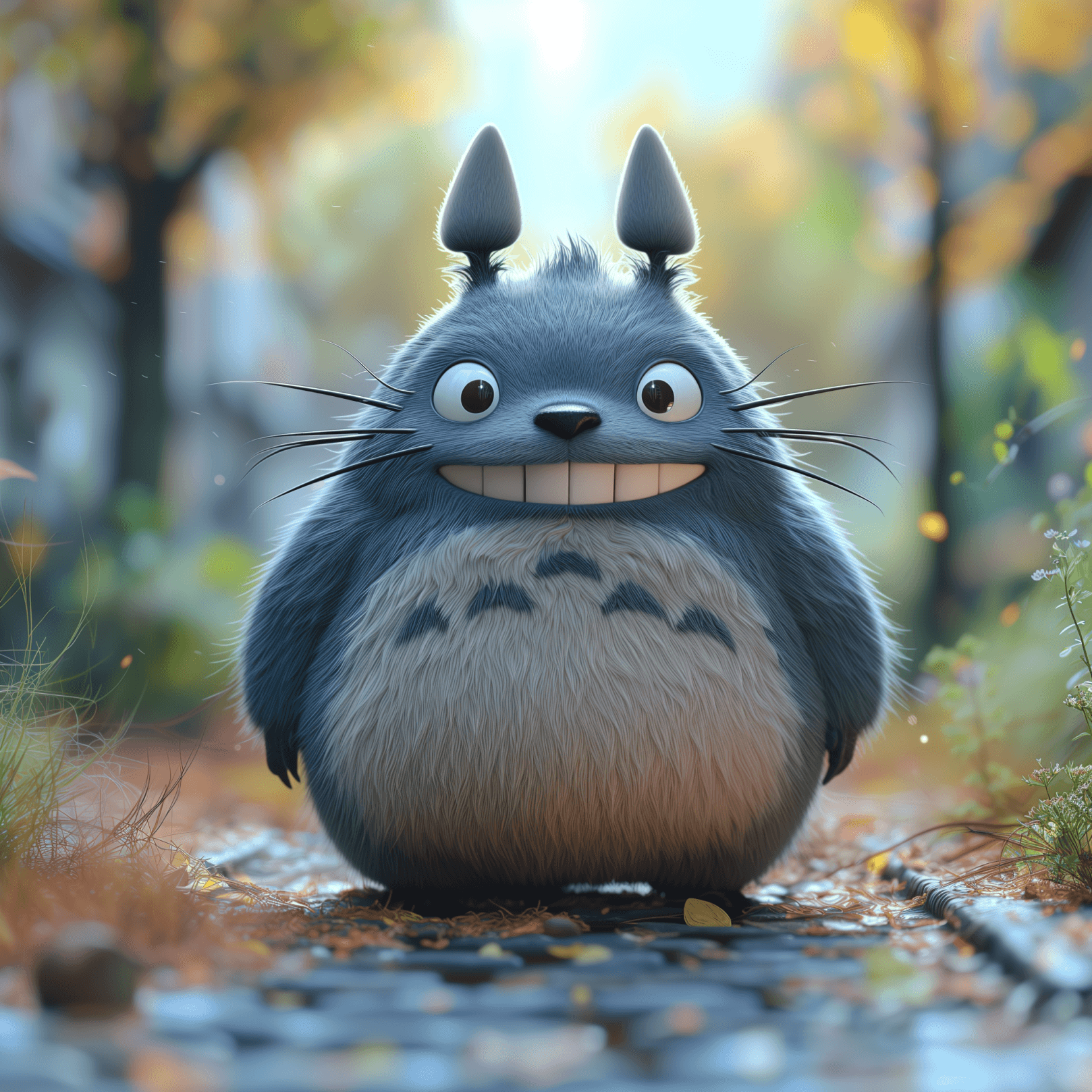 AI generated: Create a realistic 3D version of Studio Ghibli's character Totoro, while maintaining the style of Ha...