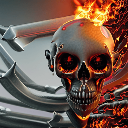 AI generated: High quality 3D portrait rendering of a Ghoul guarding the gates of Hell. Burning hellish skull, spa...