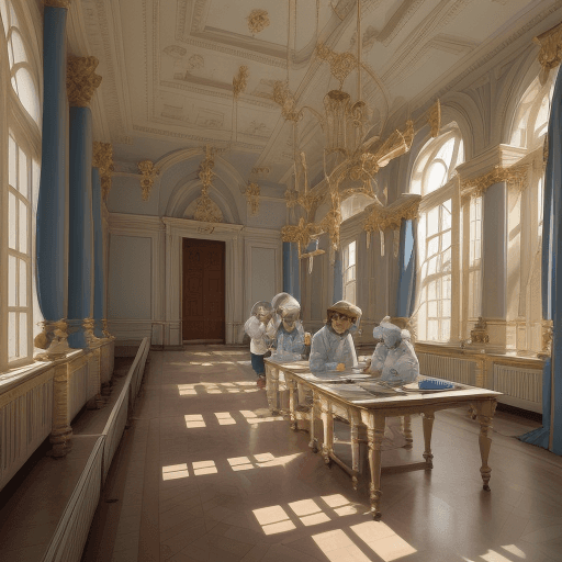 AI generated: a palace where children study science, a laboratory