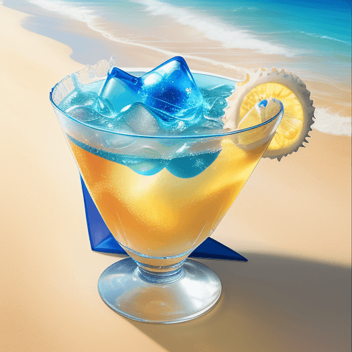 AI generated: Sonic the hedgehog, drinking a martini, beach background, 4k, high resolution, realistic 