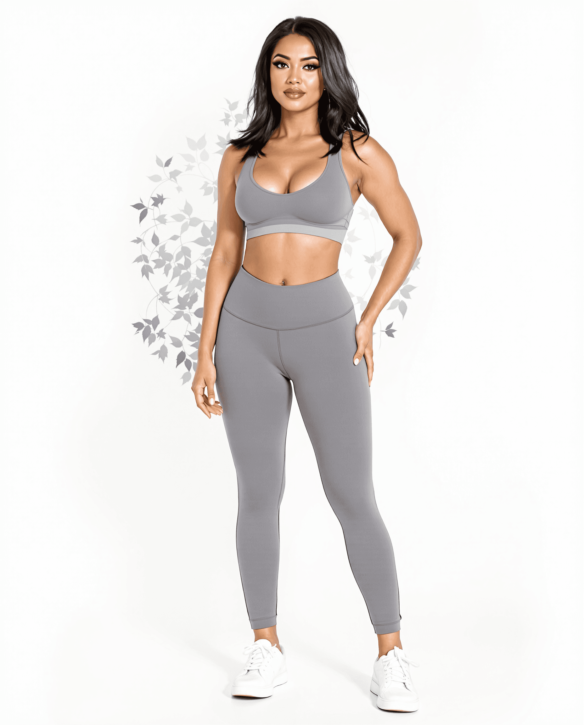 AI generated:  A full-body image of a stunning British woman with symmetrical features and black, shoulder-length ...