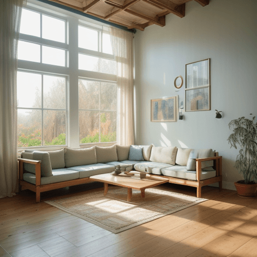 AI generated: High resolution photography interior design, dreamy sunken living room conversation pit, wooden floo...