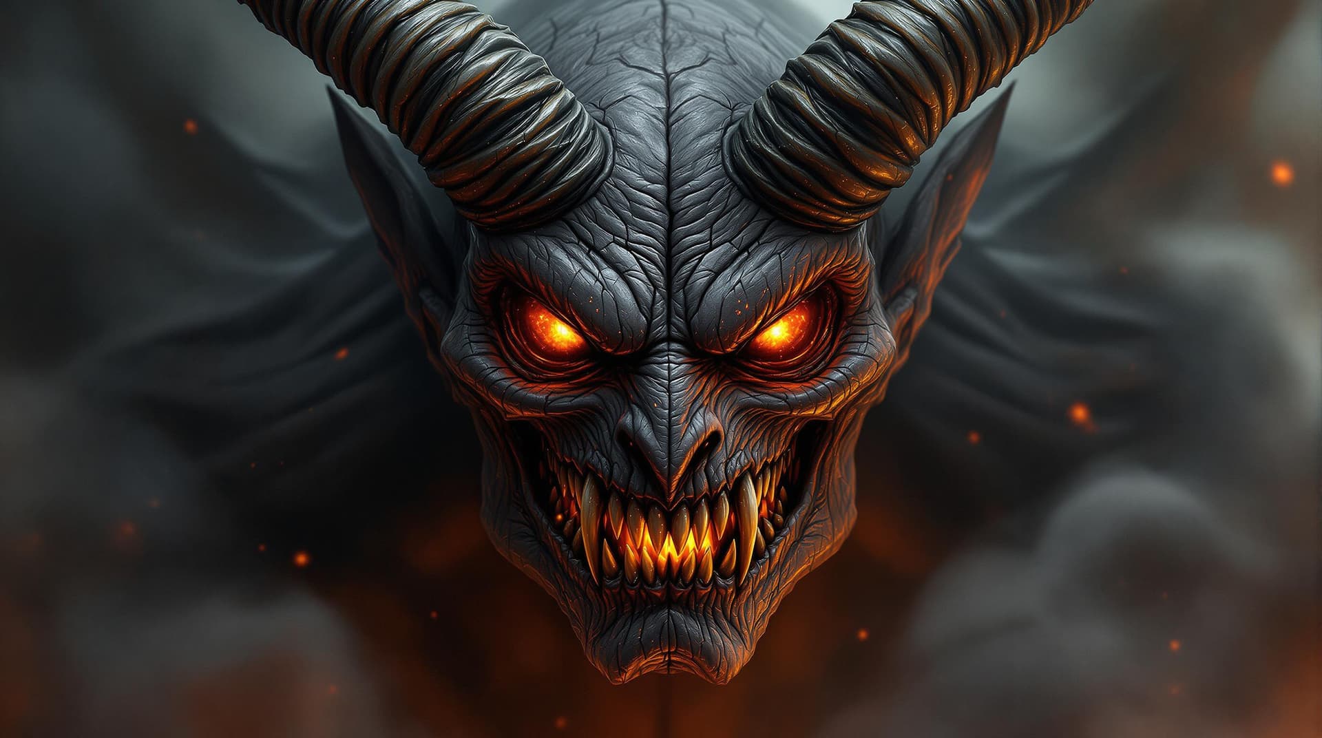 AI generated: Emerging from a backdrop of swirling smoke and shadows, a striking figure dominates the scene, exudi...