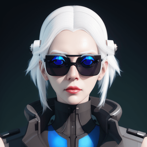 AI generated: a woman with white hair and blue sunglasses, cyberpunk art by Hsiao-Ron Cheng, cgsociety, retrofutur...