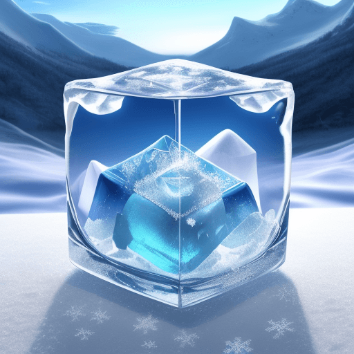 AI generated: Sonic, frozen in an ice cube, Snowy hills background, 4k, high resolution, realistic 