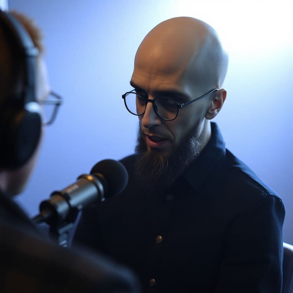 AI generated: Joe Rogan on set with slenderman, horror, unsettling, the shmiggle experience