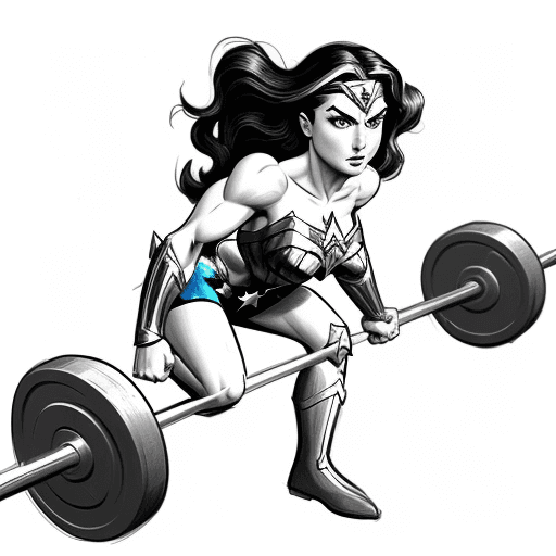 AI generated: A rough pencil sketch of a cartoon character wonder woman lift barbell,  --ar 1:2 --stylize 750