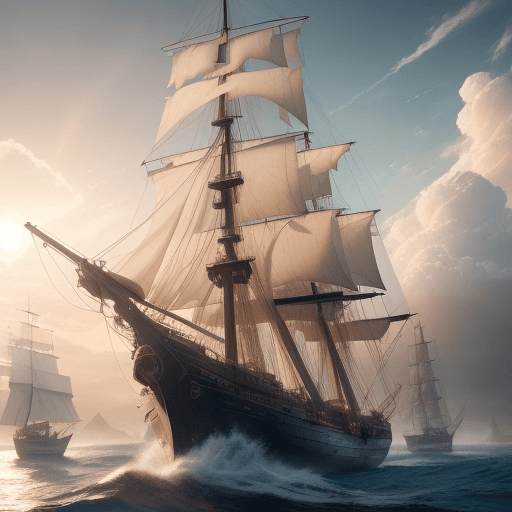 AI generated: Photo of a ultra realistic sailing ship, dramatic light, pale sunrise, cinematic lighting, battered,...
