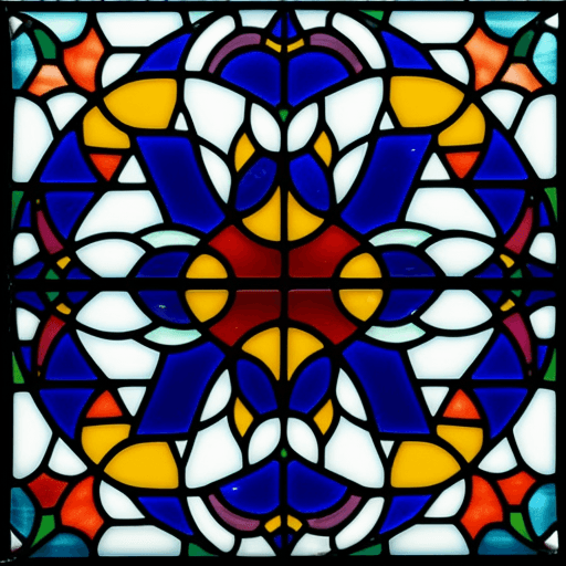AI generated: stained glass, 3x3 Talavera tiles, batman 1960