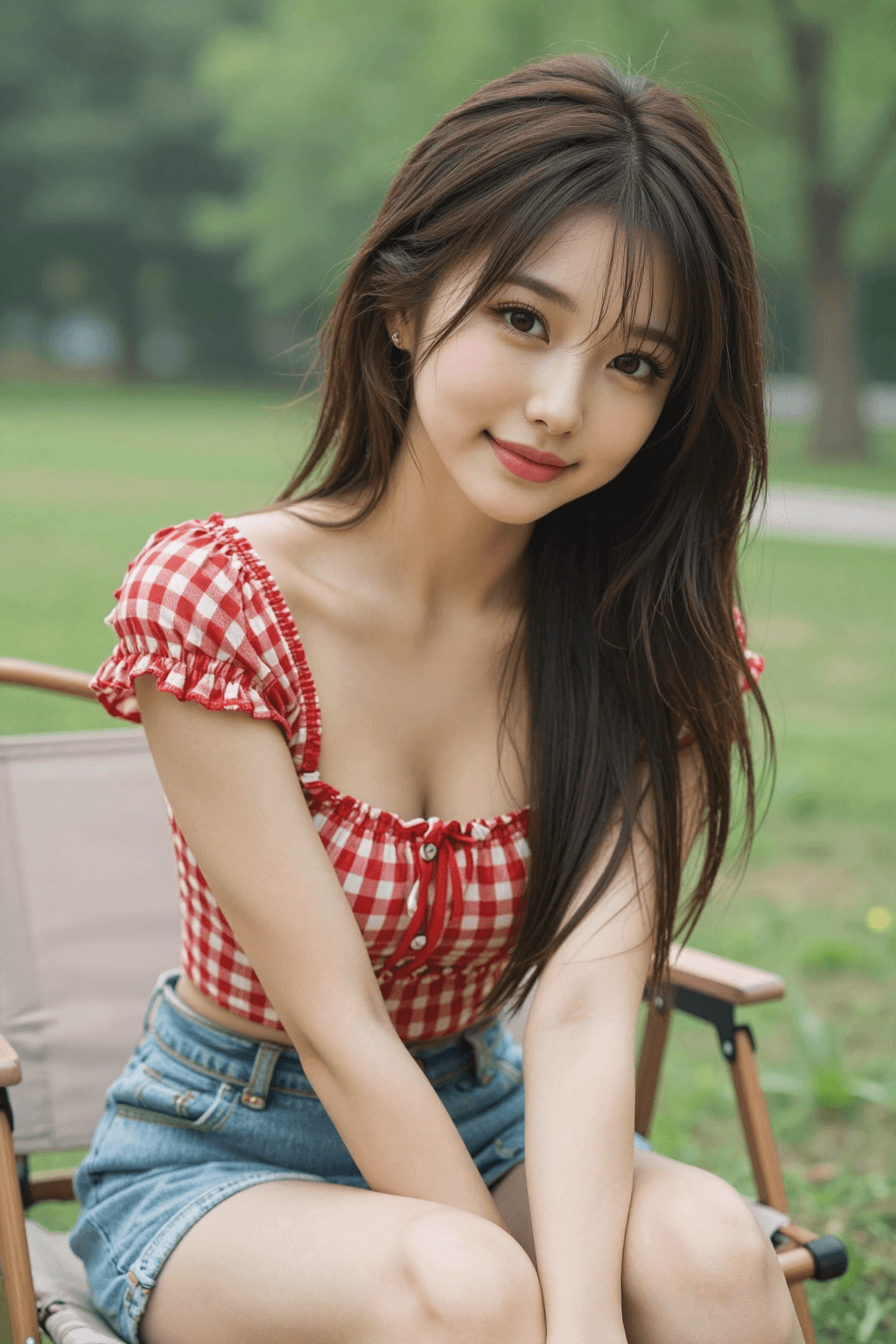 AI generated: A highly detailed, photorealistic, cinematic vertical medium shot of a sweet young woman enjoying a ...