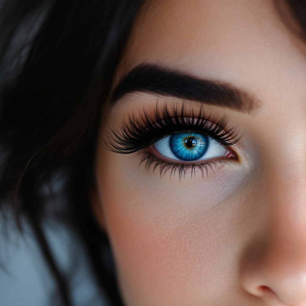 AI generated: The image features a close-up of a person's face, focusing on their striking eyes. The eyes have a v...