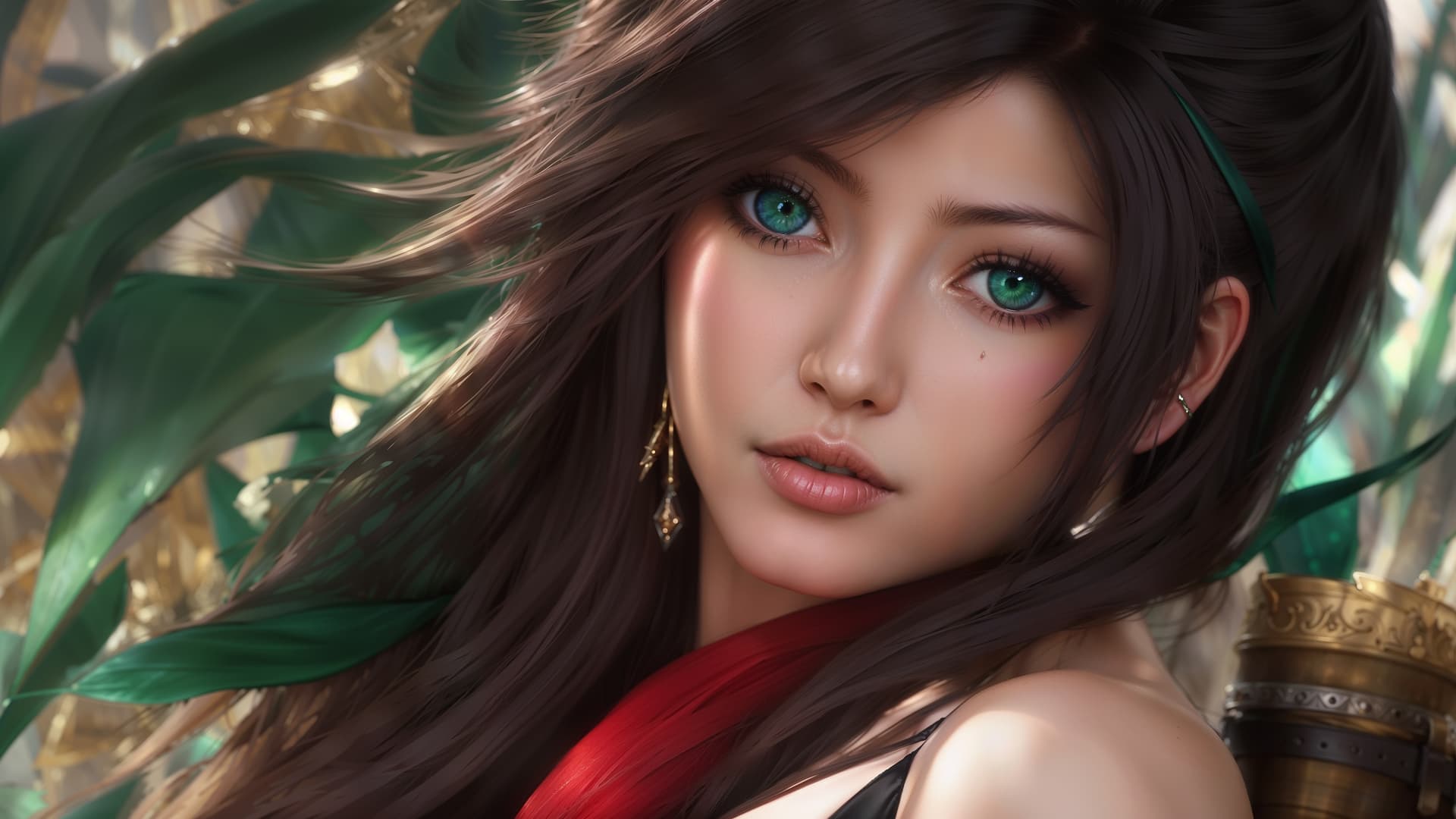 AI generated: Tifa Lockhart showing her body, with her flawless complexion and svelte figure, is depicted in exqui...