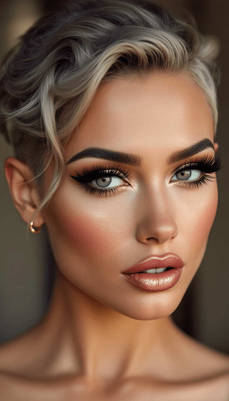 AI generated: a beautiful model with an avant-garde wavy haircut, she is looking into the camera, winged eyeliner,...