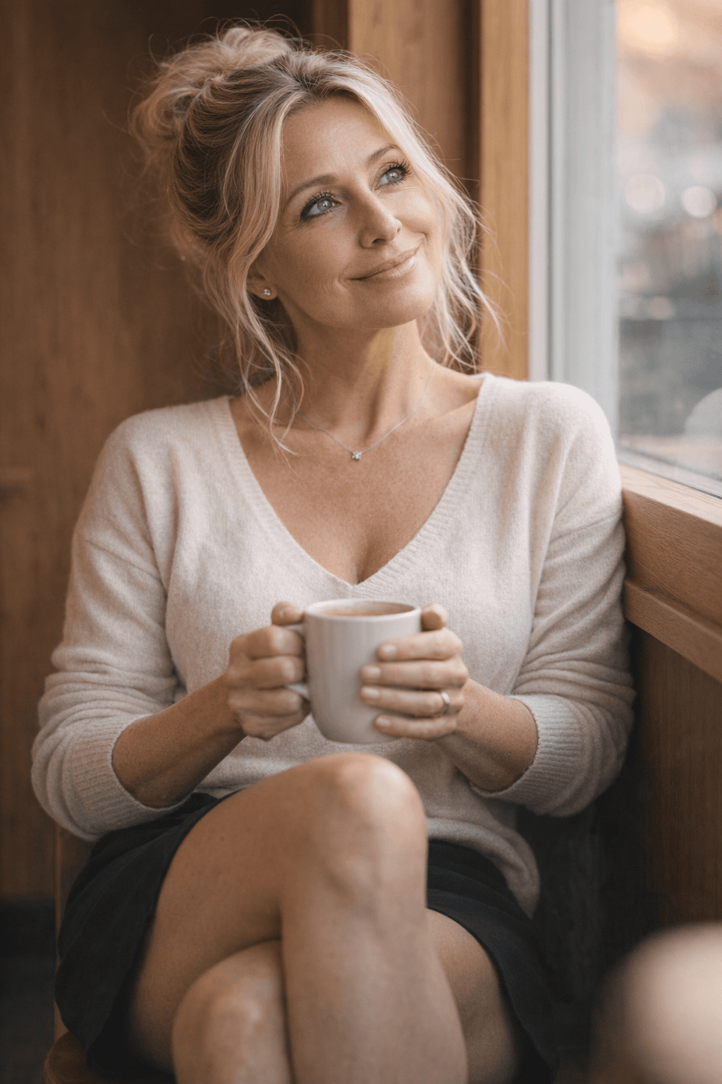 AI generated: "Natural Angel"
Coffee Shop Glow, Copenhagen.
A naturally stunning Danish woman in her early 50s fai...
