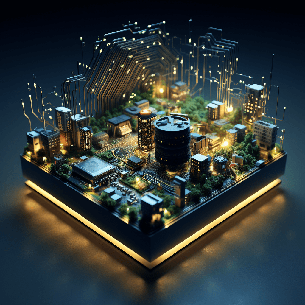 AI generated: microscopic community living on a circuitboard:: hyperrealisitc circuitboard:: 8k