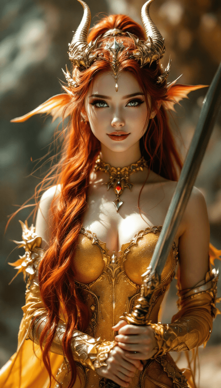 AI generated: a fantastic view of full body shot very pretty fantasy dragon girl in  perfect body shape  and weari...