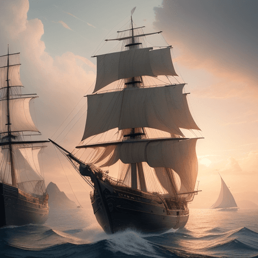 AI generated: Photo of a ultra realistic sailing ship, dramatic light, pale sunrise, cinematic lighting, battered,...