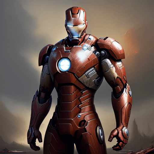 AI generated: ironman,canvas art, abstract art printing, in the style of brian mashburn, light red and light brown...