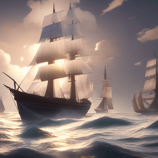 AI generated: Photo of a ultra realistic sailing ship, dramatic light, pale sunrise, cinematic lighting, battered,...
