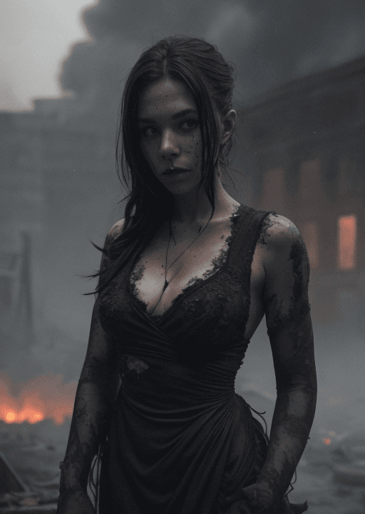 AI generated: ghost, skull visible, tattered black dress, close-up, subtle illumination, horror, dark and haunting...