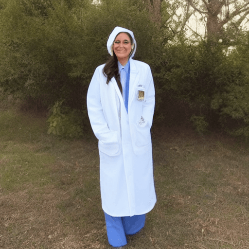 AI generated: the girl is a doctor in a high-quality photo. She stands tall, slightly turned, radiating an aura of...