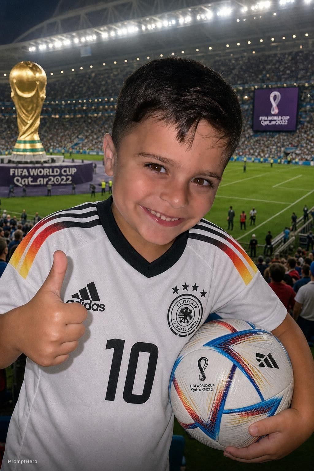 AI generated: I need him dressing germany team and in the playgroud of mondial