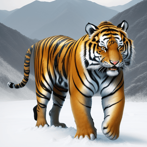 AI generated: a tiger of snow mountain