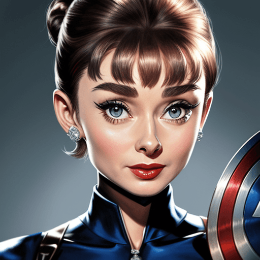 AI generated: Audrey Hepburn, (as captain america),